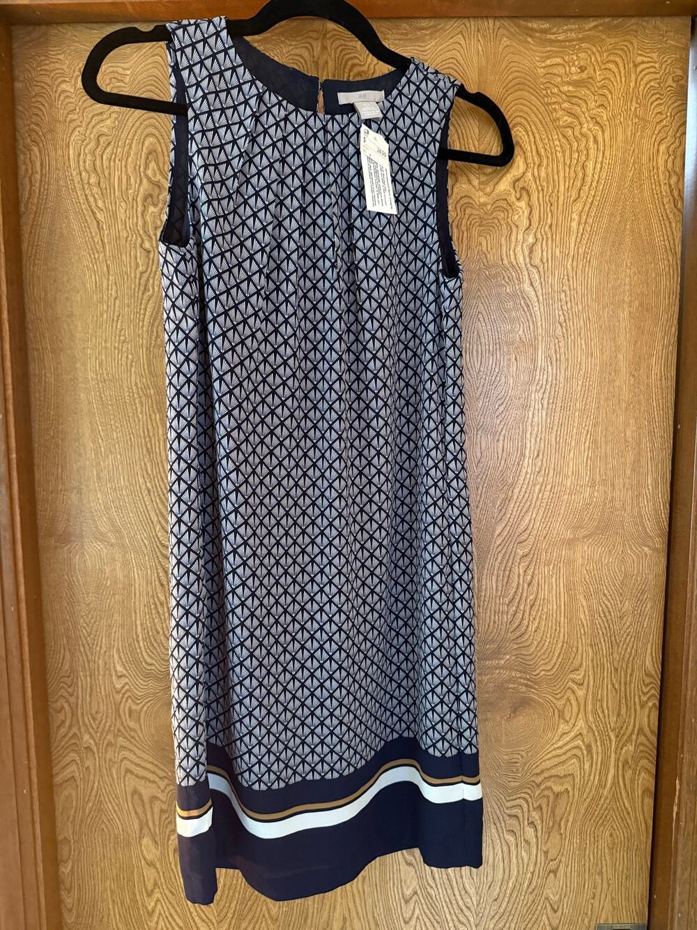 H&M Women's sz 0 Navy Print Sleeeveless Summer Dress NWT
